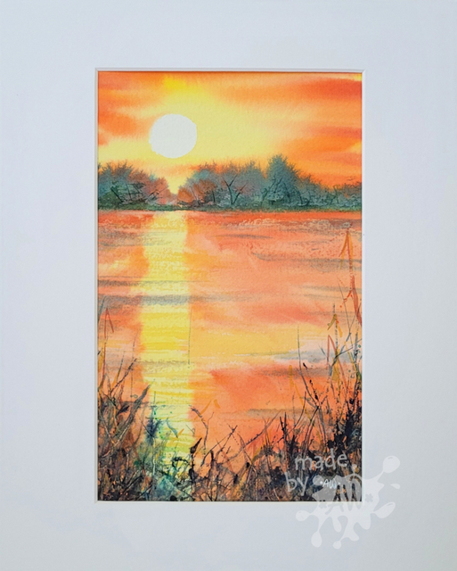 Sonnenuntergang am See (28x35)